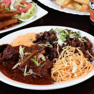 Waakye with meat